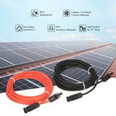 1 Pair Black+Red Solar Panel Extension Cable Wire Solar Connectors 10 AWG Gauge