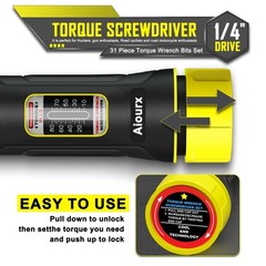 Torque Screwdriver Set, 10-80 Inch Pounds lbs, 31 Piece 1/4″ Drive Torque Scr