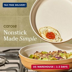 Carote 20pcs Ceramic Cookware Set with Detachable Handles, Pots and Pans Set Non
