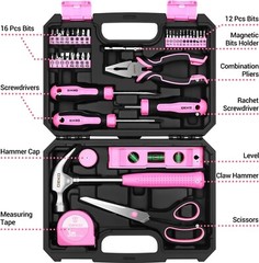 42PCS Pink Tool Set for Home Repair, Womens Tool Kit
