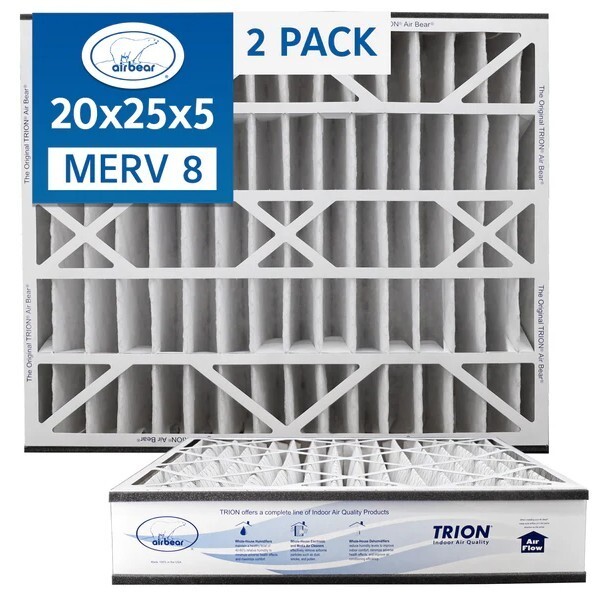 Trion Air Bear 255649-102 (2 Pack)- Pleated Furnace Air Filter 20″x25″x5″ MERV 8