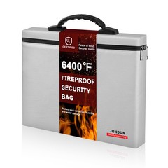 6400 Fireproof Money Bag UL94 VTM-0 Dual Pockets 13.4×10.2 Inch Silver