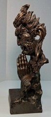 12” Buddah Harmony in Chaos Demon Statue Sandstone Bronze Finish Peace Strength