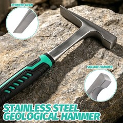 Industrial High Carbon Steel Geological Exploration Hammer,Flat Head Sturdy Tool