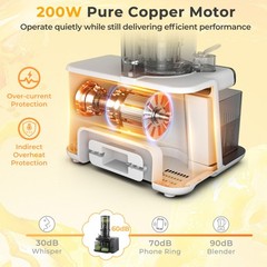 Cold Press Juicer with 5.3″ Feed Chute, 28oz Capacity, 43 RPM