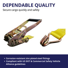(6) New 2″ x 15′ 5000 lb Ratchet Straps J Hook Heavy Duty Tie Downs