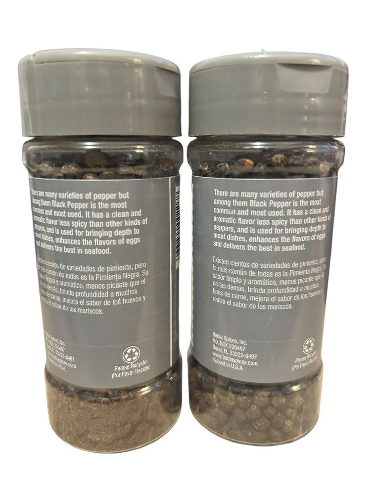 2 Sealed Badia Whole Black Pepper 2oz Each. Expires 09/2028