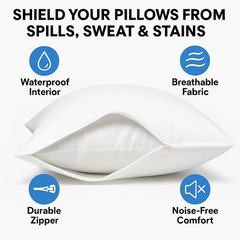 4 Pack of Pillow Protectors With Zipper Queen Size Effective Dust Protector