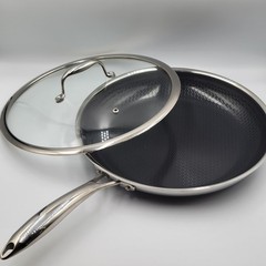 HexClad 12″ FRYING PAN with LID 12-Inch 12 Hybrid Non-Stick -Used Good Condition