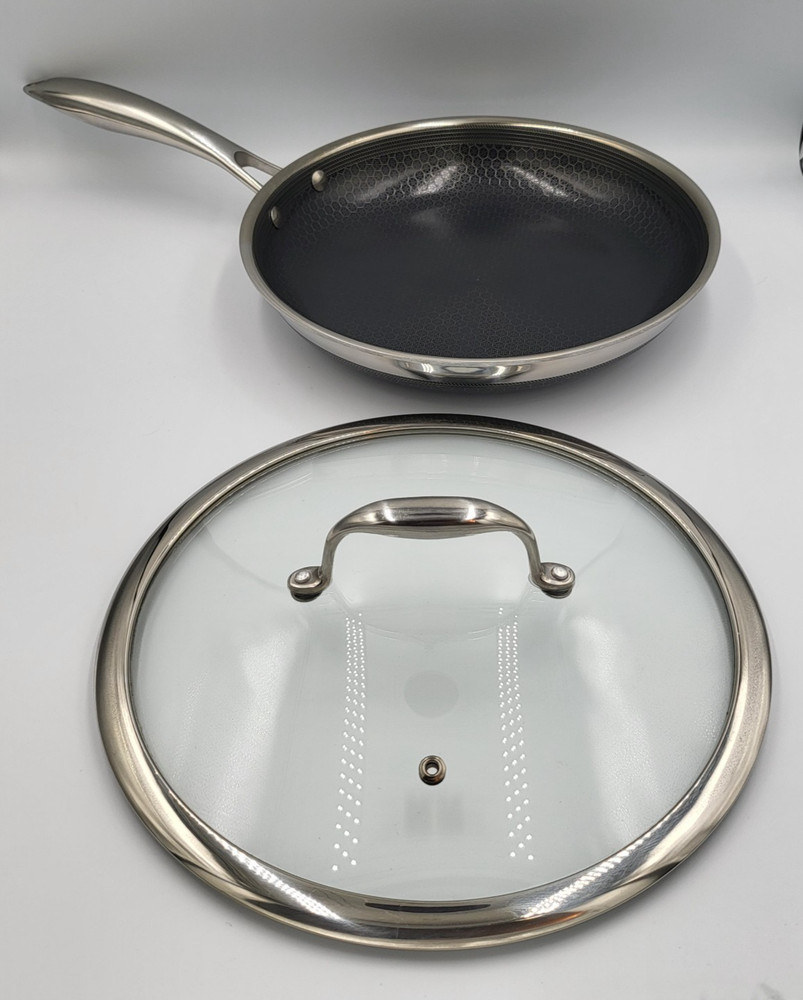 HexClad 10″ FRYING PAN with LID 10-Inch 10 Hybrid Non-Stick -Used Good Condition