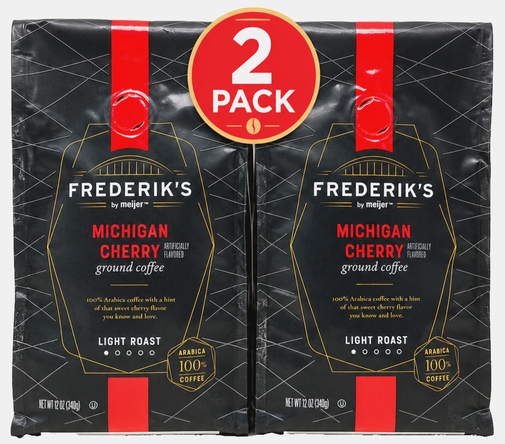 2 PACK Frederik’s By Meijer Michigan Cherry Ground Coffee 12 oz (24 oz total)