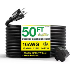 50 Ft. 16/3 SJTW Outdoor Extension Cord – Black