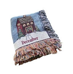 Calendar Tapestry Throw Blanket Grandma and Grandpa 12 Months Seasons Fringe