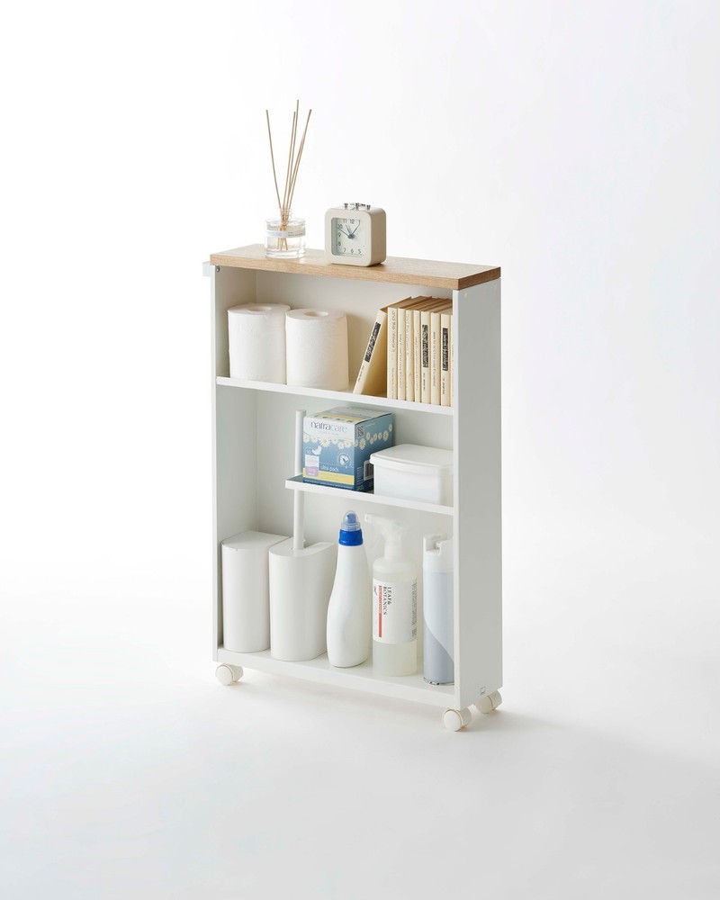 Yamazaki Home TOWER Slim Rolling Storage Cart – Narrow Bathroom Storage Cabinet