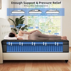 12″ Mattress In a Box Gel Memory Foam Pocket Spring Twin Full Queen King Size