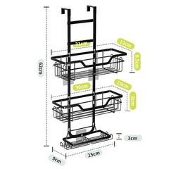 Over the Door Shower Caddy Hanging: Black Rustproof Shower Organizer