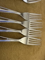 (4) SALAD FORKS Nambe MAEVE Vietnam Stainless 18-10 Concave Outline (2avail)