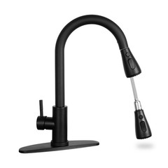 Matte Black Kitchen Sink Faucet with Pull Down Spray RV Stainless Steel Kitchen