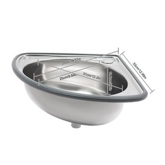 Stainless Steel Small Wall Mount Corner Bathroom Sink With Overflow Triangle