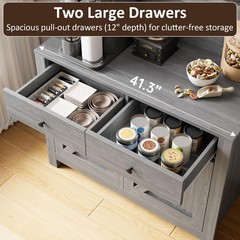 63″ Tall Kitchen Pantry Cabinet with Drawers, Hutch Cabinet with Microwave Stand