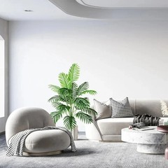 Large Artificial Palm Tree Tropical Fake Plants Green Plastic Palm Leaf