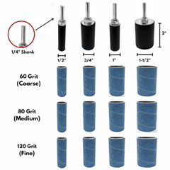 16 PACK 2″ Blue Zirconia Sanding Drums and Sleeves Set with 1/4”Shank For Drill
