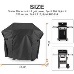 For Weber BBQ Grill Cover Spirit / 2 II 200 E210 Waterproof Heavy Duty 48in Gas