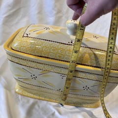 Temp-tations Old World Yellow Covered Bread Box 13” Tara Ovenware Vintage