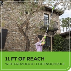 Greenworks 40V 8″ Pole Saw with 20″ Hedge Trimmer Attachment, Max Reach 11Ft