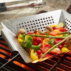 Vegetable Grill Basket – Stainless Steel Barbecue Wok Pan Tray for Grilling