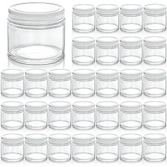 ZEA 30 Pa Small Glass Jars with Lids, 2 Oz Round Clear Straight Sided