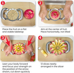 Apple Slicer and Corer All-metal Construction Cutter with 12 Stainless Steel
