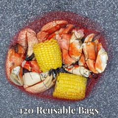 Seafood Boiling Bags 120pk, Clam Bake / Shellfish Cooking Mesh Plastic Bags
