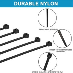1000Pcs 12″ Cable Zip Ties Heavy Duty 40LBS Ultra Nylon Wrap Wire UV Resistant
