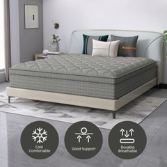 12″ 14″ Twin Full Queen King Size Mattress in a Box Memory Foam Spring Gray Bed