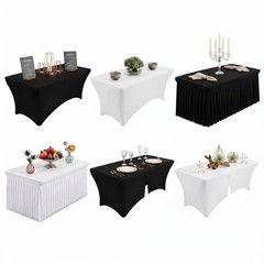6FT Rectangular Spandex Table Cover Stretch Fitted Tablecloth for Vendor Wedding