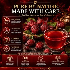 Premium 80 Hibiscus Flowers Tea Bags, 100% Natural, Handmade & Pure from Hibi