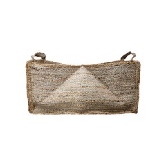 Tan With Silver Stripes Large Woven Blanket Basket for Storage, 23″×16″×11.5″