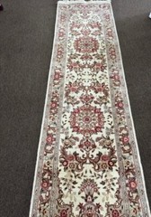 2.5×8 Vintage Oriental Rug – Cream Runner (27″ wide x 100″ long w/Fringe)