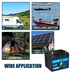 12V 50Ah LiFePO4 Lithium Battery, Deep Cycle, Perfect for RV, Marine