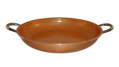 Copper Pan 14 Inch,round Induction Base with tempered Glass Lid,Dish Washer Safe