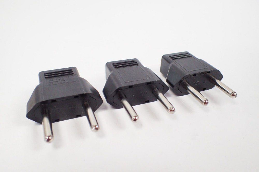 (110V to 220V) 3-PACK 220V Plug Adapter US Canada to EU Converter Korea Asia