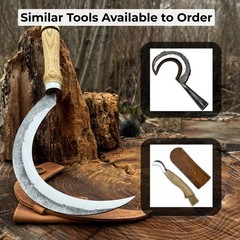 Forged Gardening Sickle 7.48” Blade Carbon Steel with Leather Sheath Belt Loop