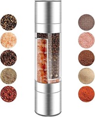 2PCS Premium Stainless Steel Salt and Pepper Grinder Shaker Mill Glass Bottle