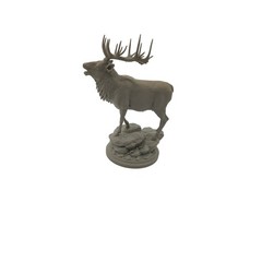 Bugling Elk Figurine 3D Printed Wildlife Statue Tan Rustic Cabin Decor 4 Inch
