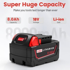 8AH Battery and Charger Pack For Milwaukee for M18 Extended Capacity 48-11-1860