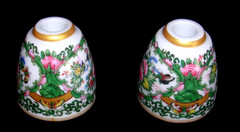 WILLIAMS SONOMA FAMILLE ROSE TINY TAPER HOLDERS SET OF 2 PORCELAIN NEW/ORIGPKG