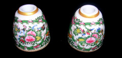 WILLIAMS SONOMA FAMILLE ROSE TINY TAPER HOLDERS SET OF 2 PORCELAIN NEW/ORIGPKG