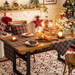 Green Red Plaid Christmas Table Runner, Winter Holiday Table Runners 108 inch…