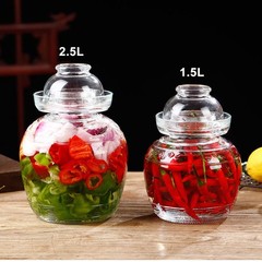 Haeljard 1.5L Glass Jar with Lid Fermentation Jar, 1.5L/16x20cm, Clear